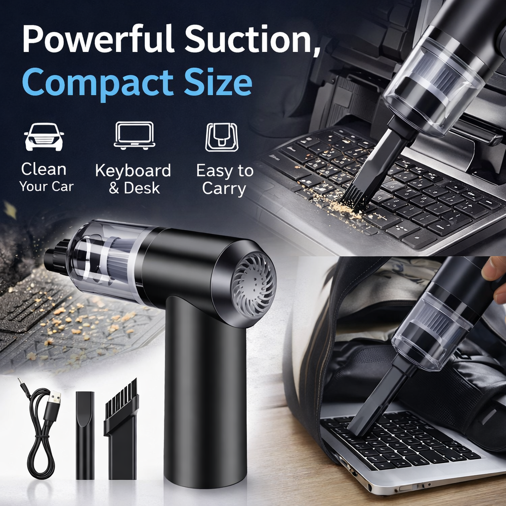 3 in 1 Vacuum Cleaner-Car Cleaner, Air Duster Wireless Rechargeable