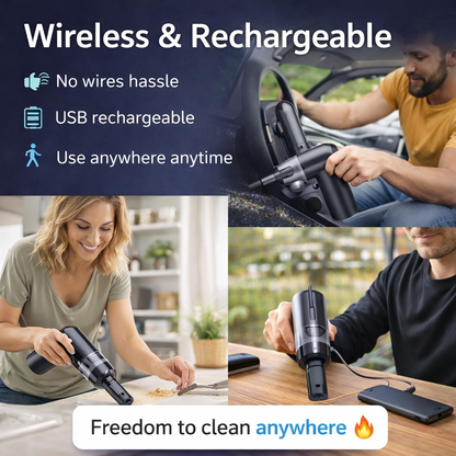3 in 1 Vacuum Cleaner-Car Cleaner, Air Duster Wireless Rechargeable