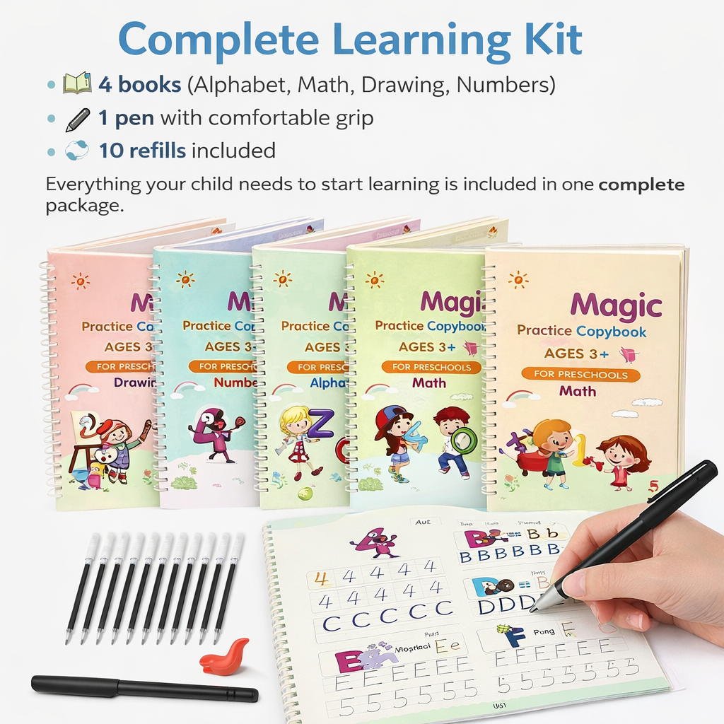 Sank Magic Practice Copybook (4 BOOKS,1 PEN,1 GRIP,10 REFILL)