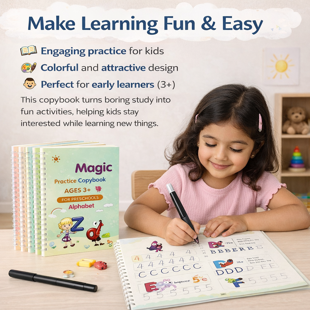 Sank Magic Practice Copybook (4 BOOKS,1 PEN,1 GRIP,10 REFILL)