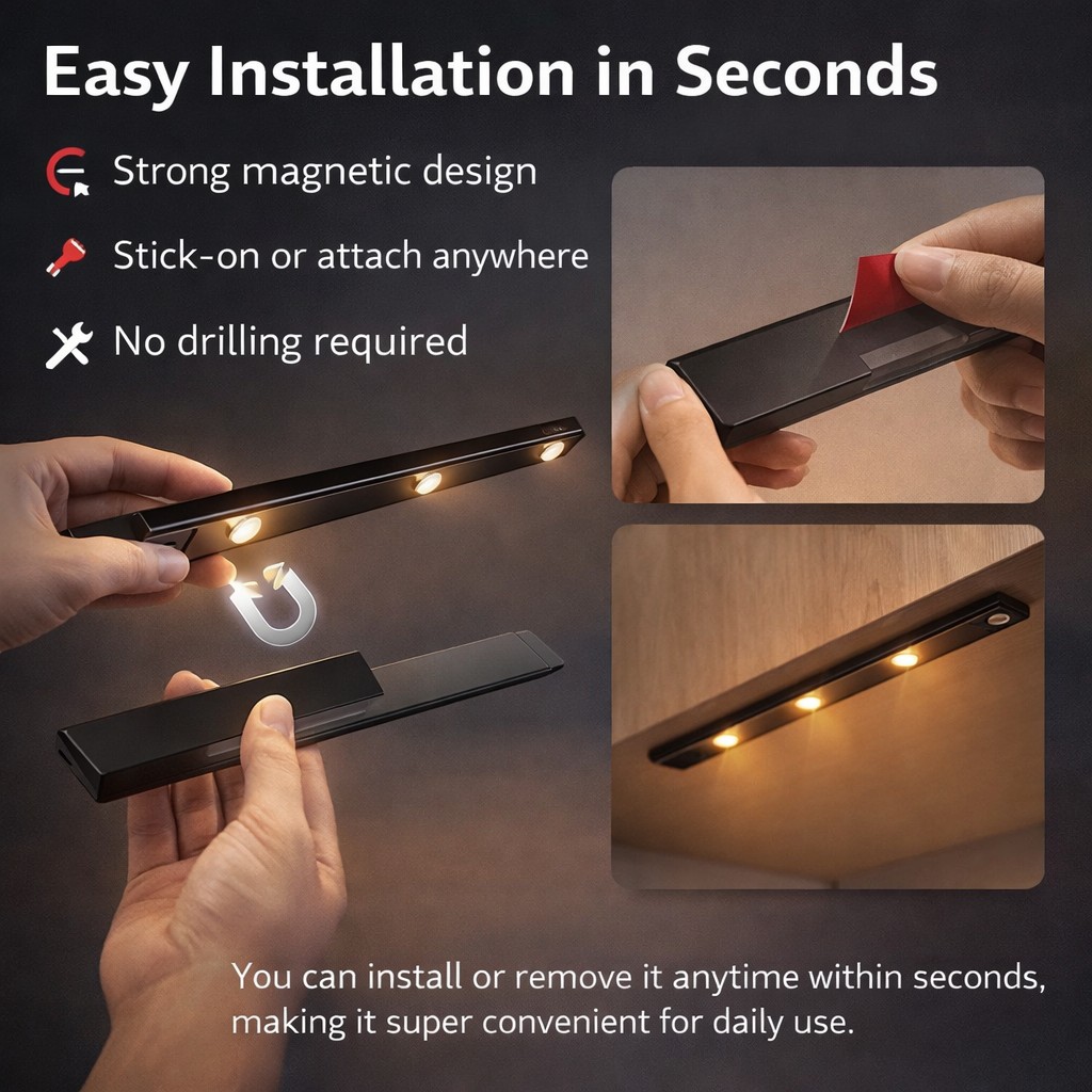 LED Motion Sensor Cabinet Light With USB Rechargeble